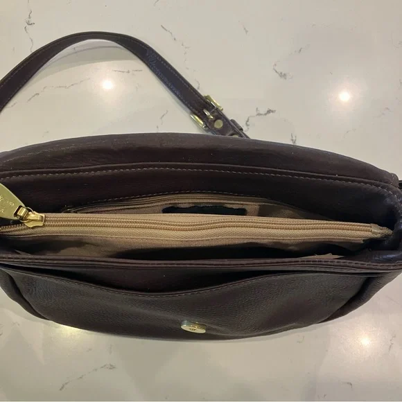 Libaire Beautiful Vintage Brown Pebbled Leather Crossbody Bag Shoulder Purse USA - Picture 10 of 15
